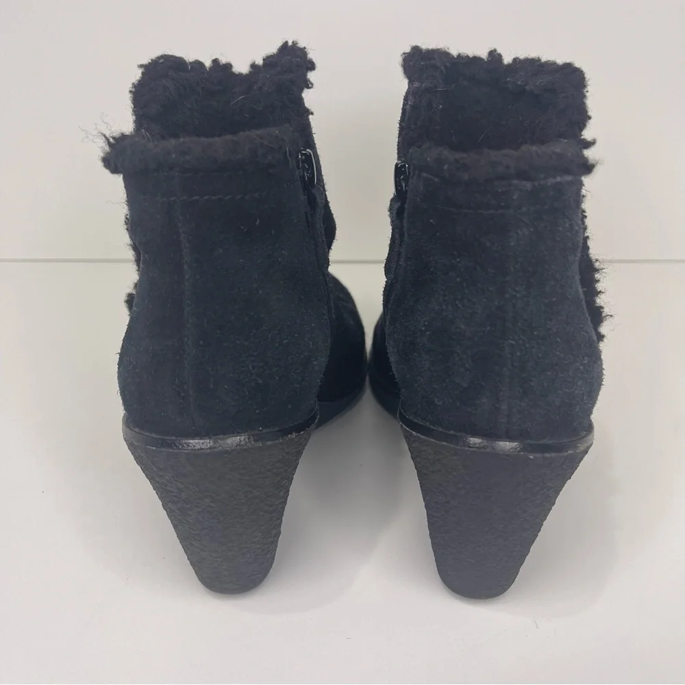 Cole Haan Women's‎ 8 Black Michelle Boots Waterproof Wedge Heel Suede Sherpa Zip